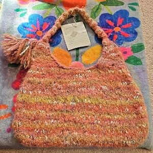 Artisan Knit Shoulder Bag in Warm Tones
